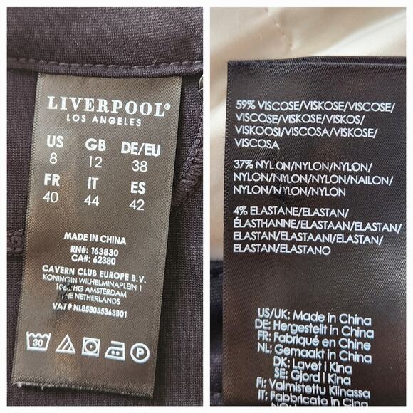 Liverpool Los Angeles Stretch Fit Pants, 5-pocket Style leggings sz 8/29 black - Picture 9 of 11